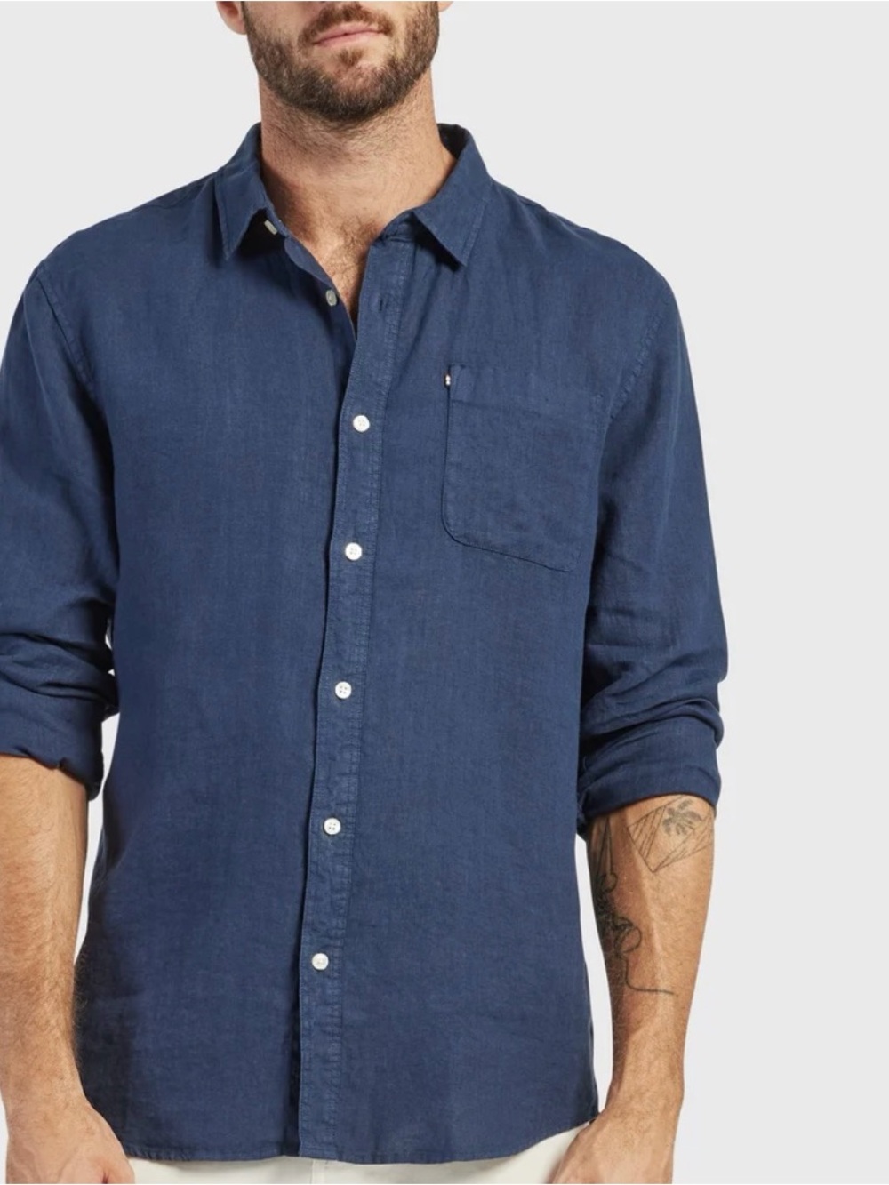The Academy Brand Men’s Hampton shirt - blue linen size M